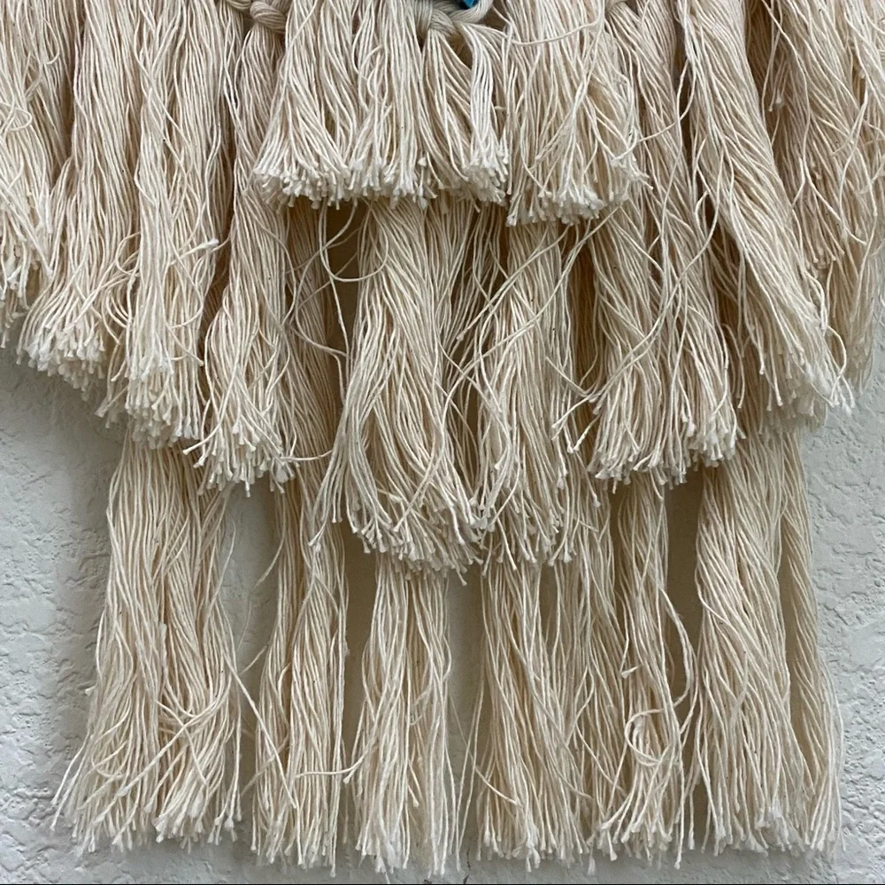 Cotton Macrame Woven Cord Tree Branch Stick Boho Hanging Wall Decor 19”X18”